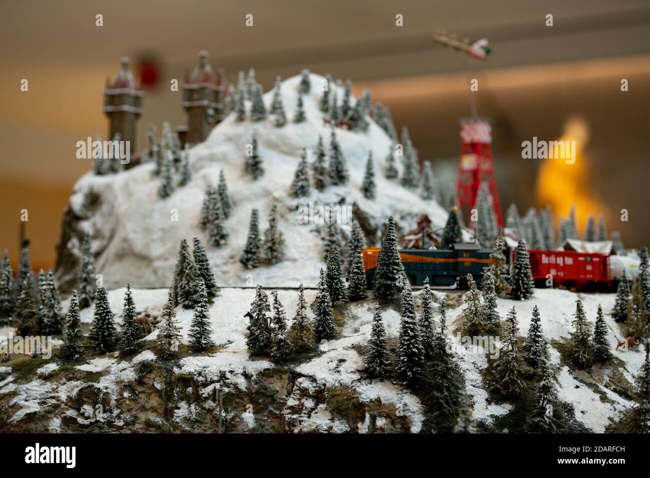 Paysage miniature de montagne d'hiver Banque D'Images