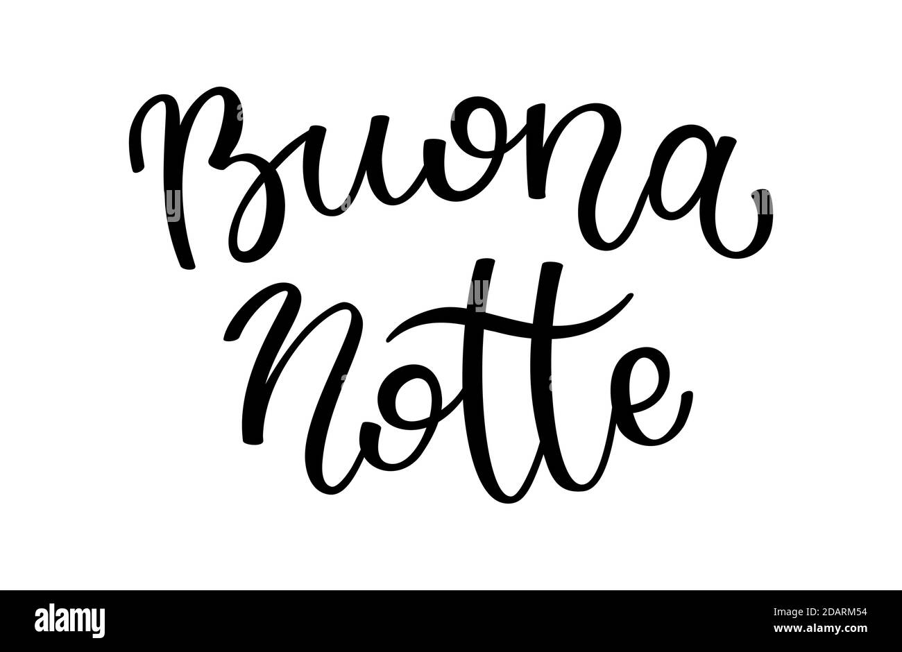 Lettrage à la main Bonne nuit. Lettres italiennes. Modèle pour carte, affiche, impression. Illustration de Vecteur