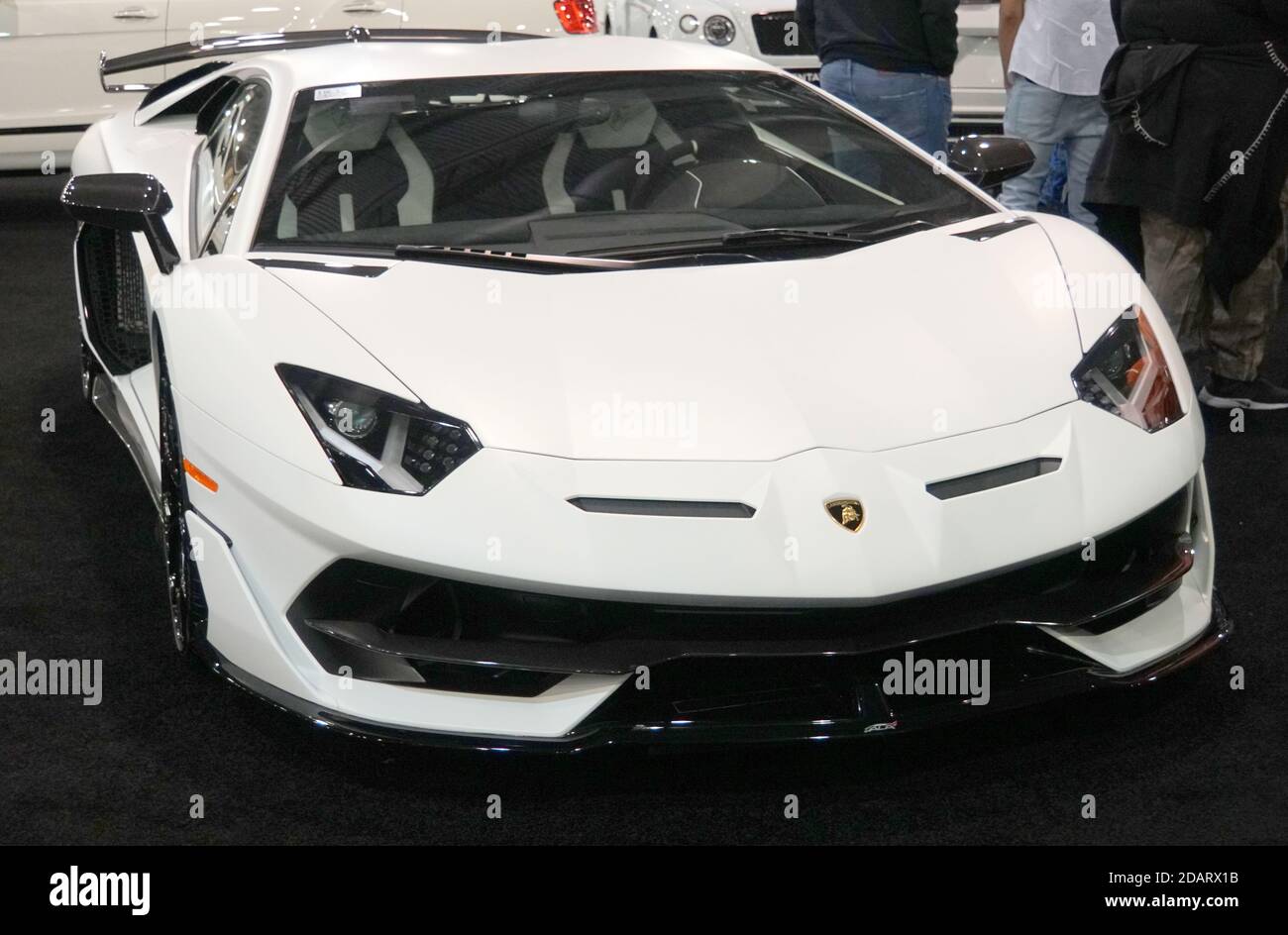 Philadelphie, Pennsylvanie, États-Unis - 10 février 2019 - UNE voiture de sport Lamborghini Huracan Evo de couleur blanche 2019 Banque D'Images