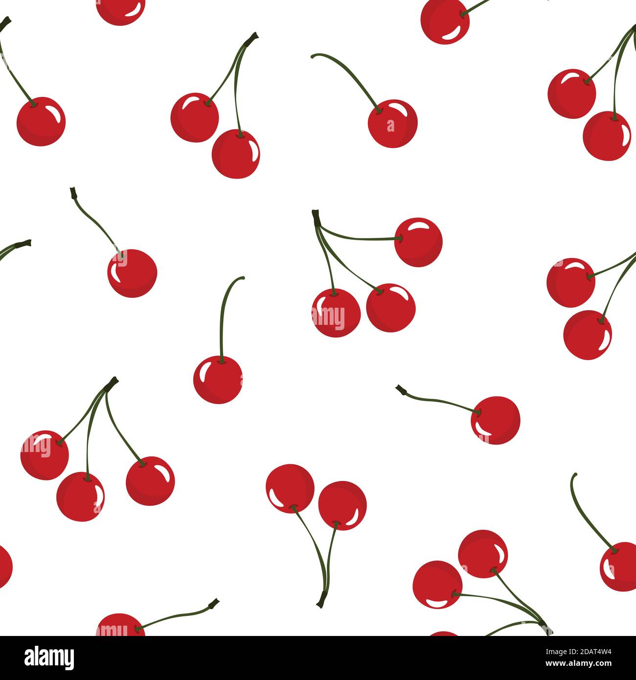 Motif sans couture avec cerises rouges sur fond blanc. Illustration vectorielle. Illustration vecteur lumineux d'été, idéal pour l'impression. Décoration alimentaire Illustration de Vecteur