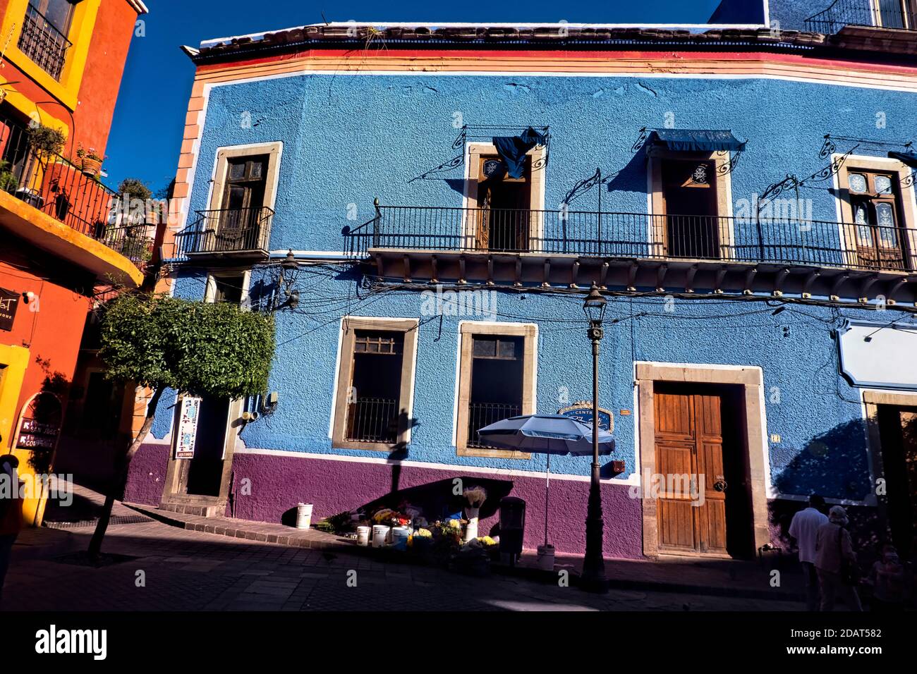 Architecture traditionnelle à Guanajuato, patrimoine mondial de l'UNESCO, Mexique Banque D'Images