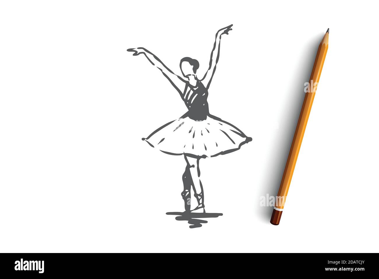 Ballerine, fille, danse, femme, concept d'art. Vecteur isolé tracé à la  main Image Vectorielle Stock - Alamy