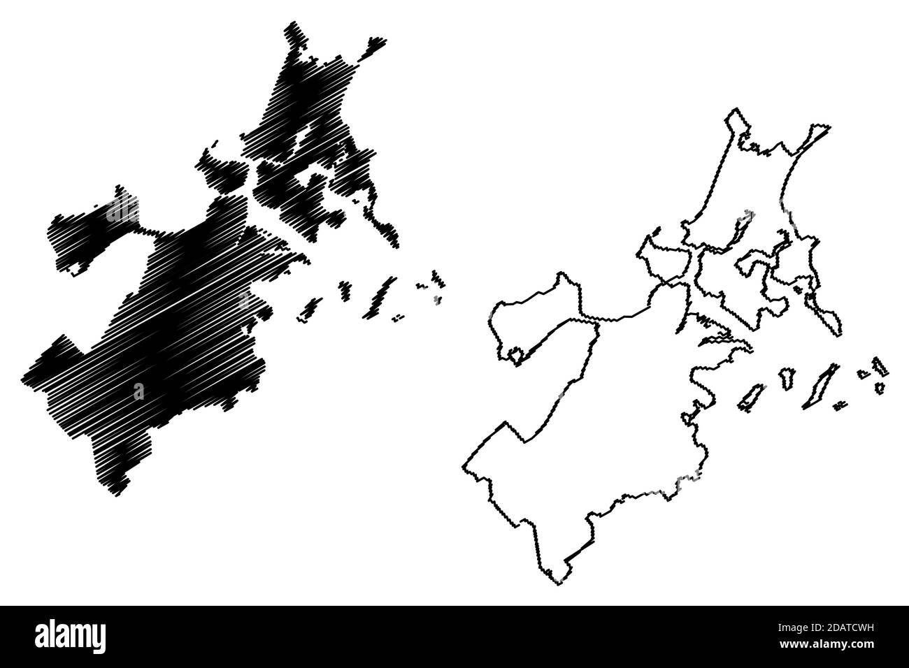 Suffolk County, Commonwealth of Massachusetts (comté des États-Unis, États-Unis d'Amérique, États-Unis, États-Unis, États-Unis) carte illustration vectorielle, scribble sketch Suffolk Illustration de Vecteur