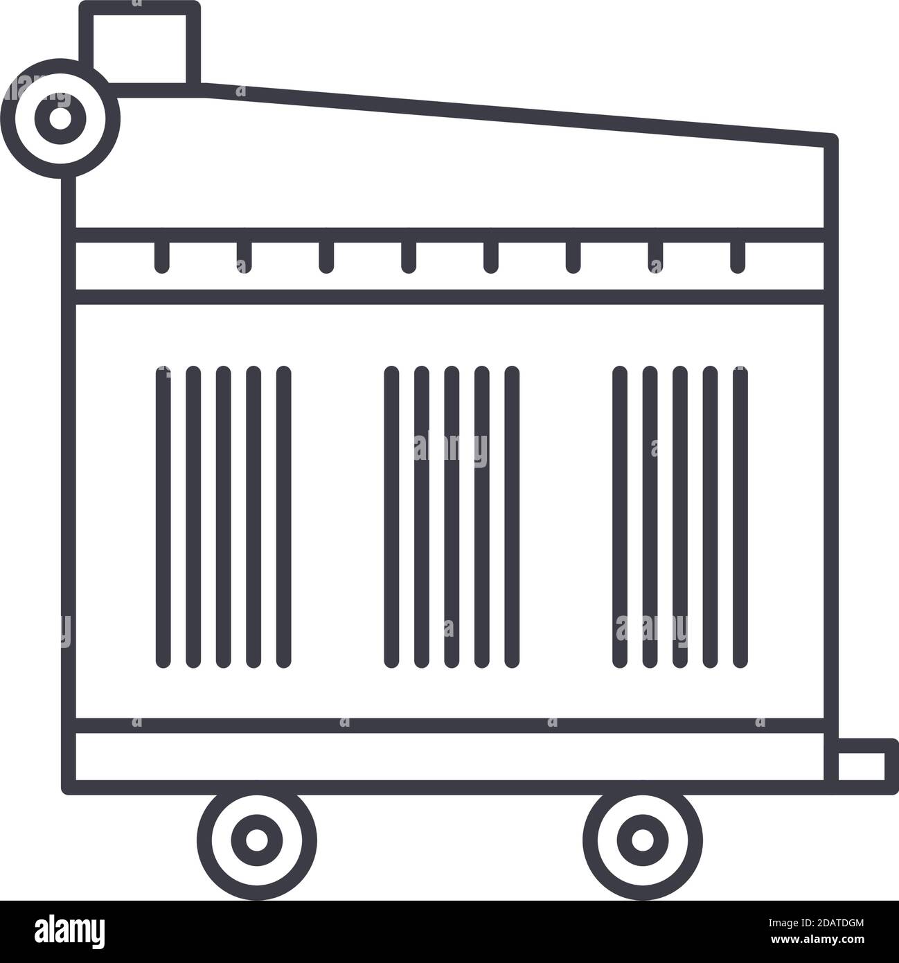 Icône de concept de radiateur de voiture, illustration isolée linéaire, vecteur de ligne mince, signe de conception de Web, symbole de concept de contour avec trait modifiable sur blanc Illustration de Vecteur