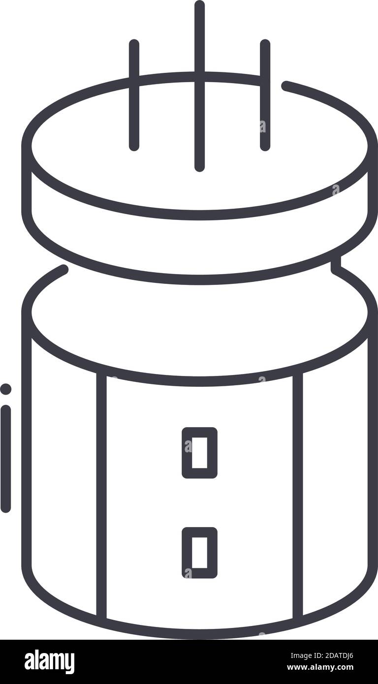 Icône de condensateur, illustration isolée linéaire, vecteur de ligne mince, panneau de conception Web, symbole de concept de contour avec contour modifiable sur fond blanc. Illustration de Vecteur