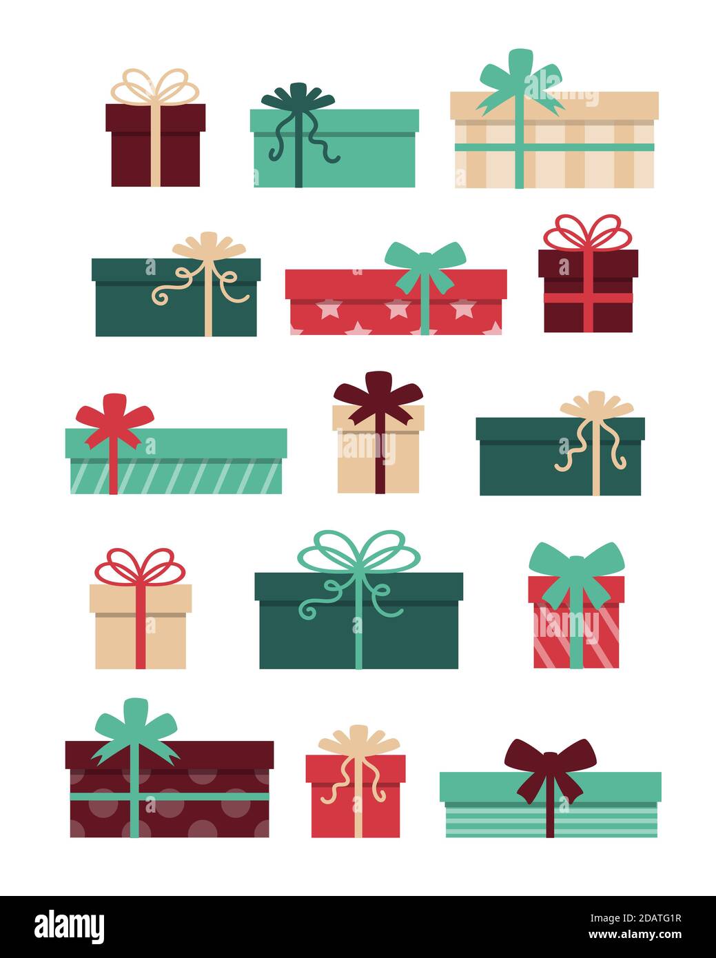 Ensemble de boîtes-cadeaux de noël avec motif noeuds Banque D'Images