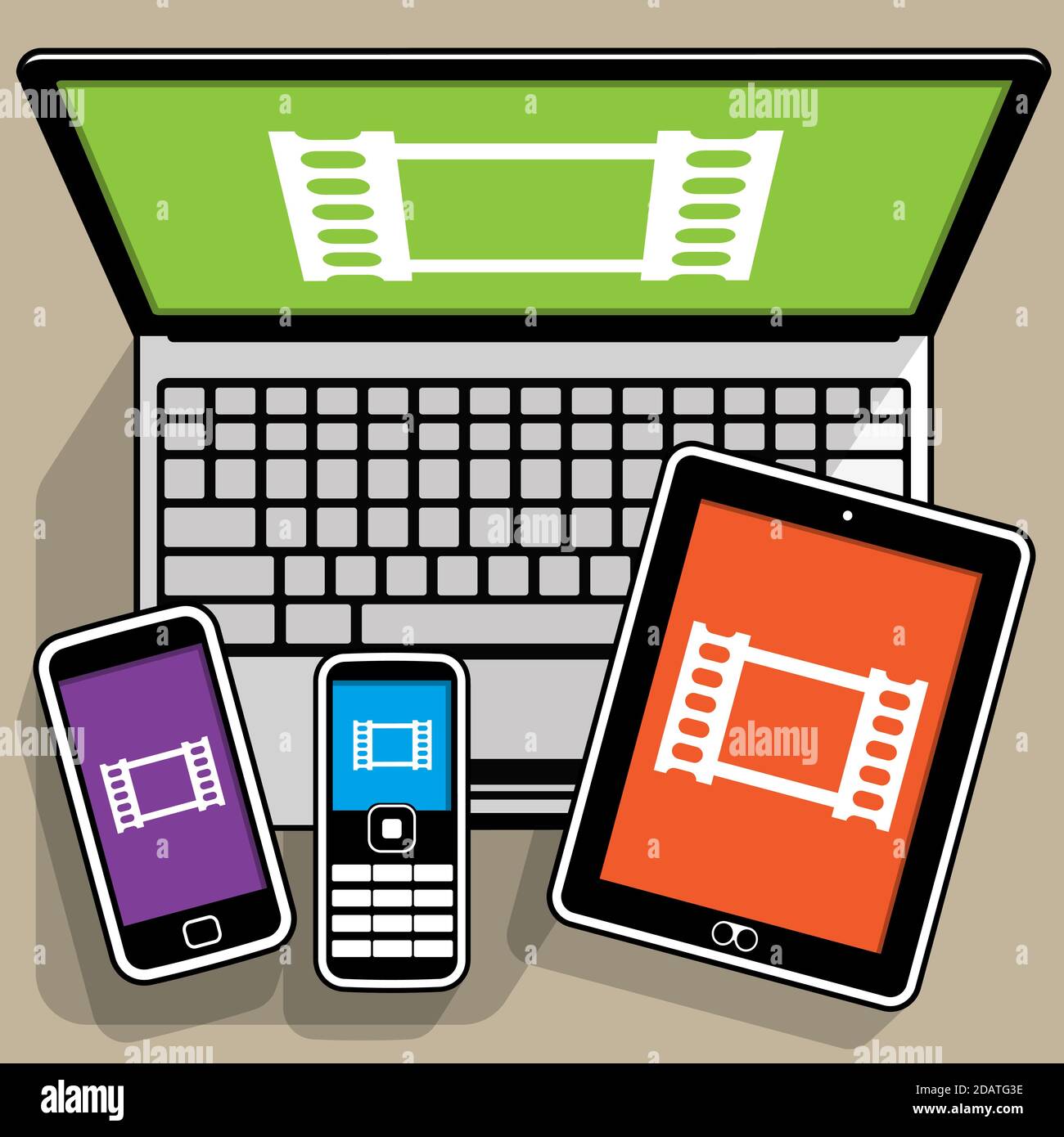 Diffusion multimédia sur les périphériques mobiles : Smart Phone, Feature  Phone, Tablet PC et ordinateur portable Image Vectorielle Stock - Alamy
