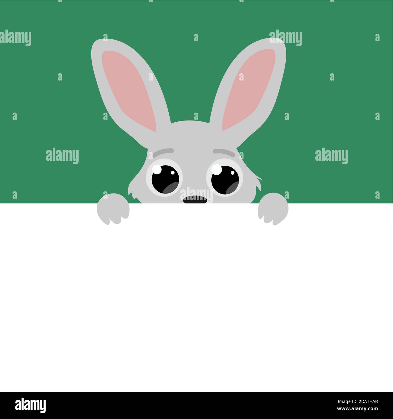 Curieux Mignon Lapin De Paques Avec De Grands Yeux Dessin Anime A Vecteur Plat Avec Banniere Vierge Pour Poster De Texte Image Vectorielle Stock Alamy