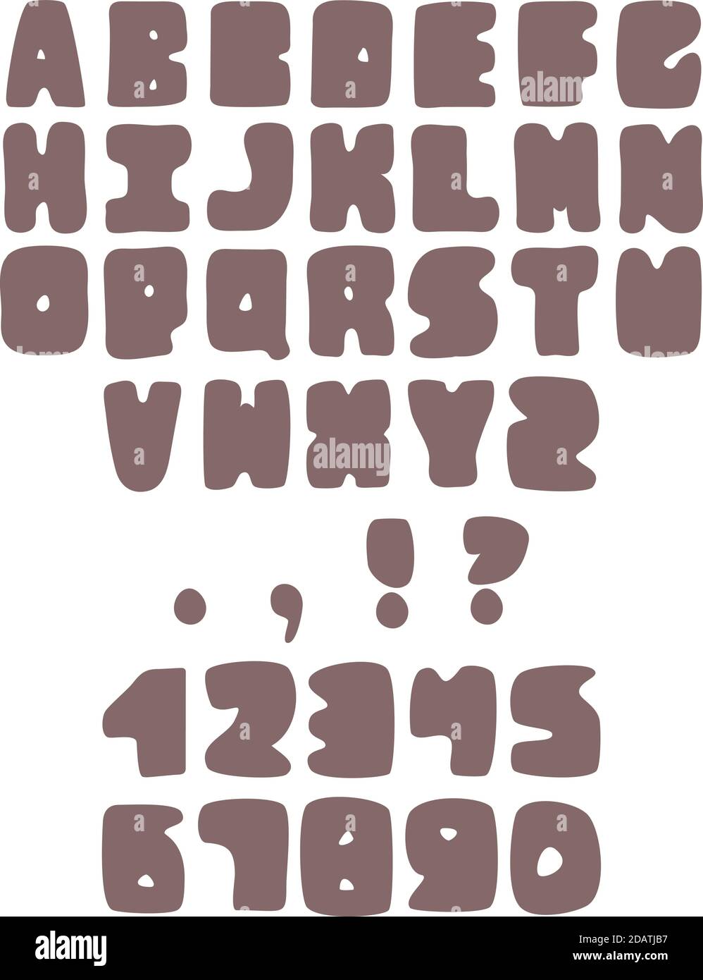 Chiffres et alphabet anglais mignons et griffés simples Illustration de Vecteur
