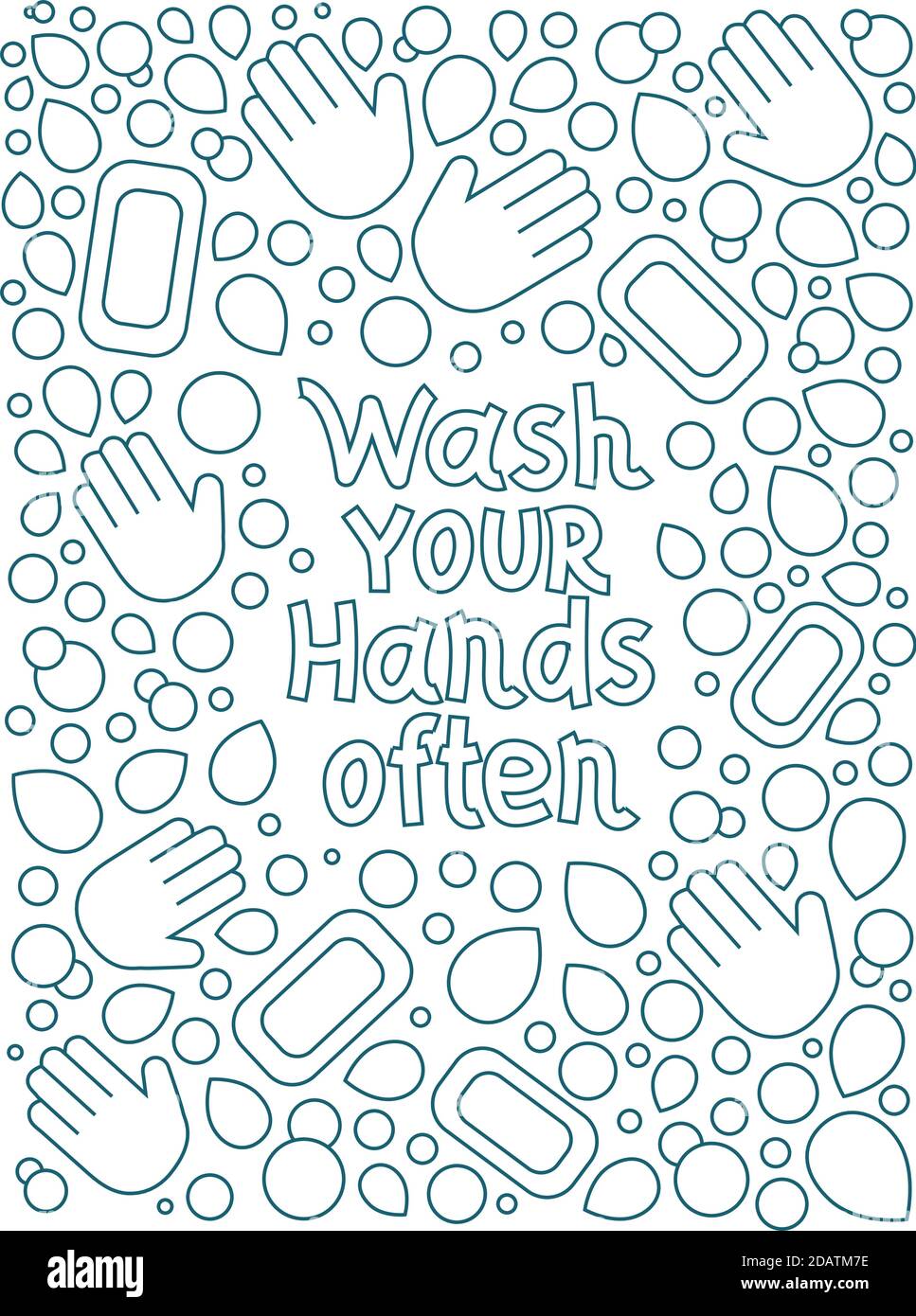 lavez-vous souvent les mains. bulle de savon mouiller vecteur de lettrage. illustration dessinée à la main. Affiche, autocollant, badge Illustration de Vecteur