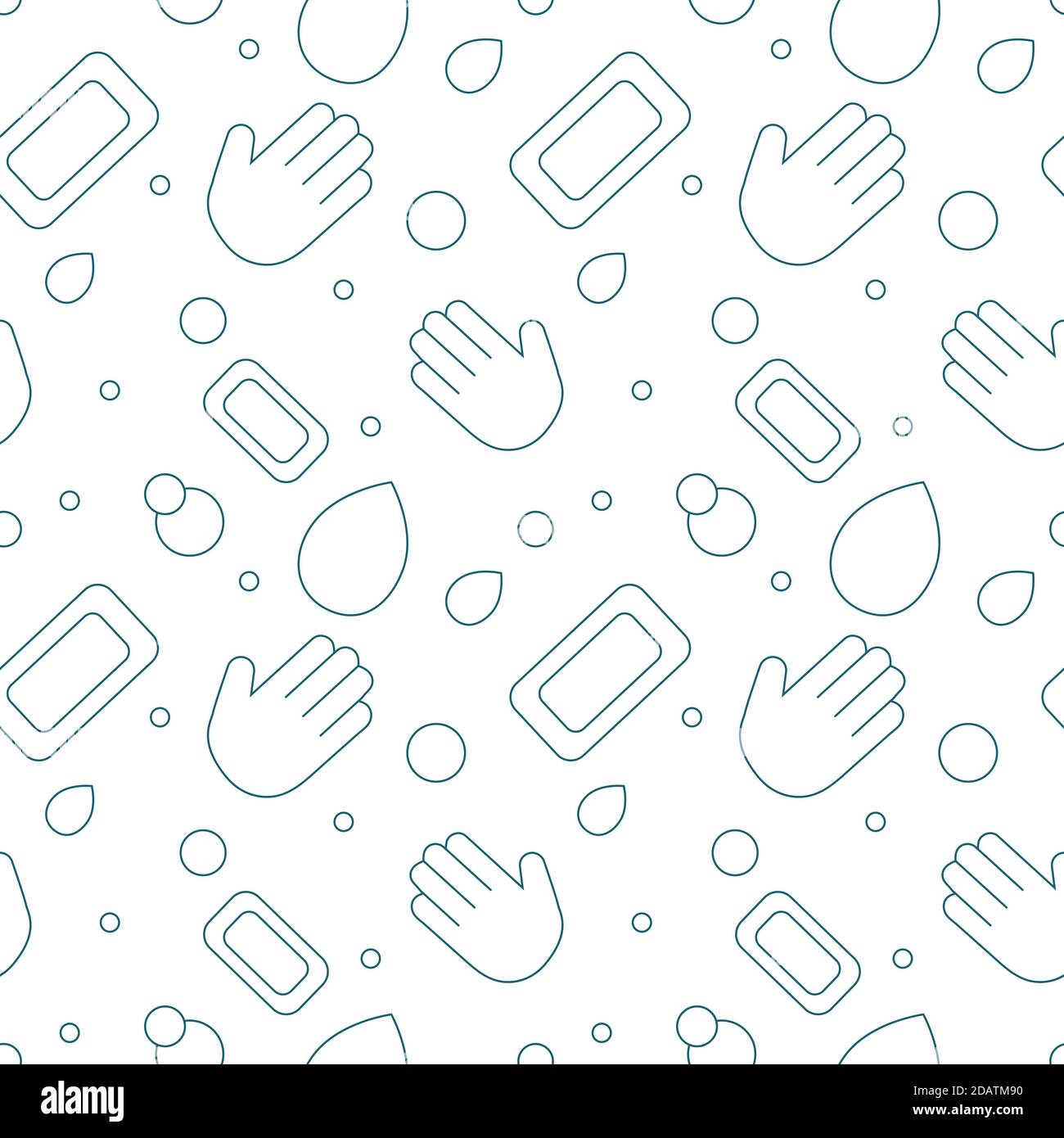 lavez-vous les mains savon bulle sans couture motif doodle vector. illustration dessinée à la main. Affiche, autocollant, badge Illustration de Vecteur