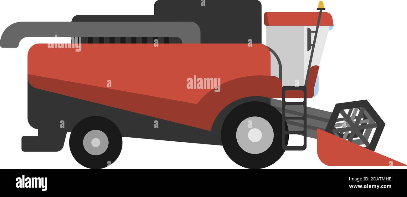 Vue latérale de la moissonneuse-batteuse, illustration vectorielle plate sur fond blanc Illustration de Vecteur