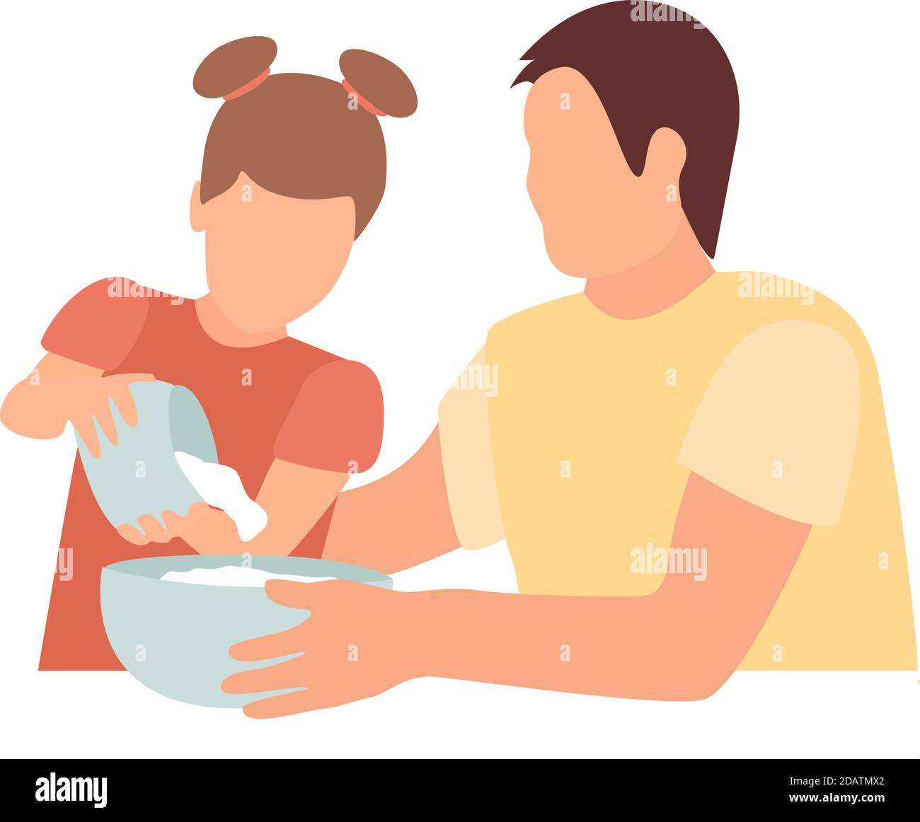 le père et la petite fille préparent des biscuits. illustration vectorielle plate, vue de face. jour du père Illustration de Vecteur