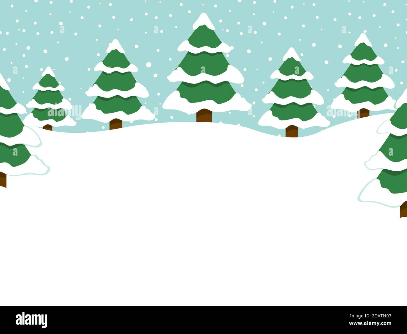 Arrière-plan d'hiver avec emplacement vide pour le texte, paysage de forêt de neige. illustration vectorielle plate Illustration de Vecteur