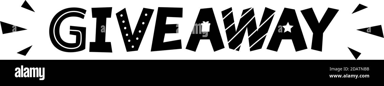 Bannière géométrique cadeau. Illustration de lettrage dessinée à la main avec phrase GIVEAWAY Illustration de Vecteur