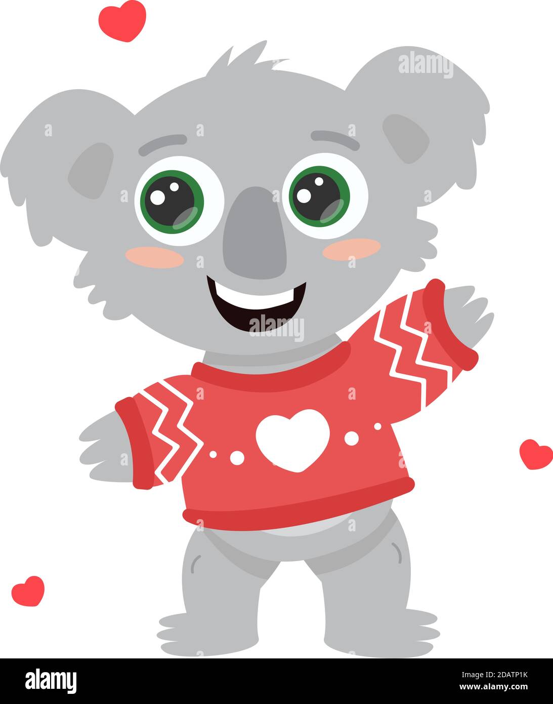 adorable koala australien gai dans un chandail avec un coeur, jour des fêtes de la saint valentin. dessin animé plat vecteur illustration Illustration de Vecteur