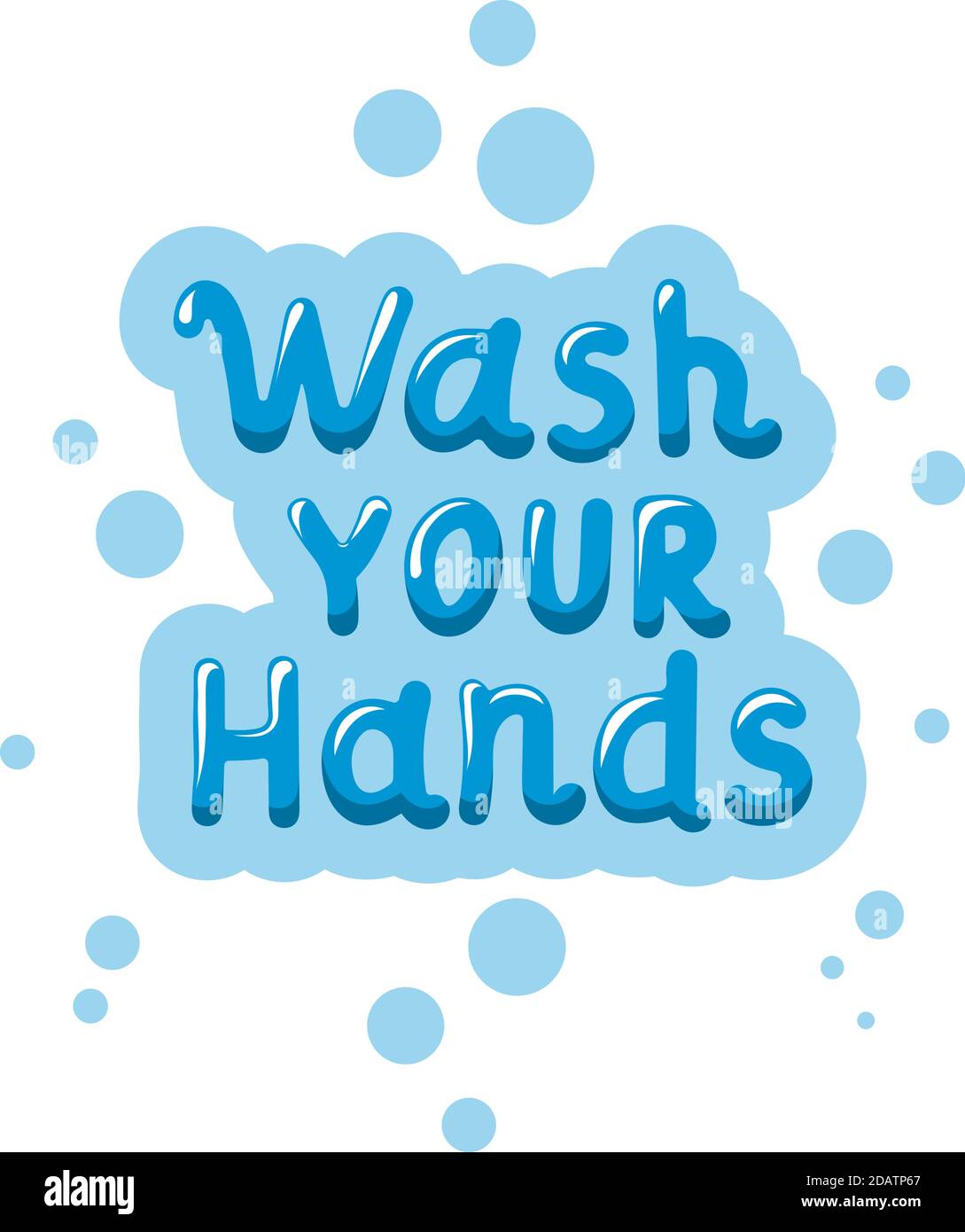 lavez-vous souvent les mains. bulle de savon mouiller vecteur de lettrage. illustration dessinée à la main. Affiche, autocollant, badge Illustration de Vecteur