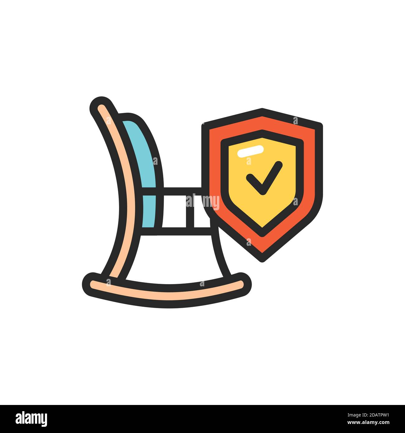 Icône de ligne de couleur d'assurance retraite. Elément vectoriel isolé. Illustration de Vecteur