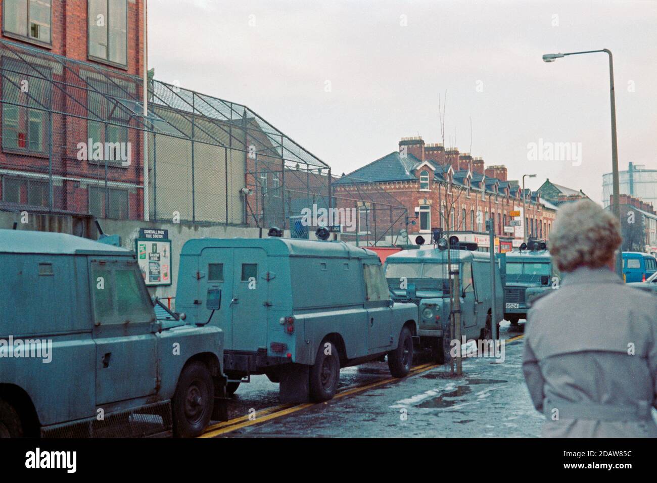 Poste de police de Donegall Pass, 24 janvier 1986, Belfast, Irlande du Nord Banque D'Images