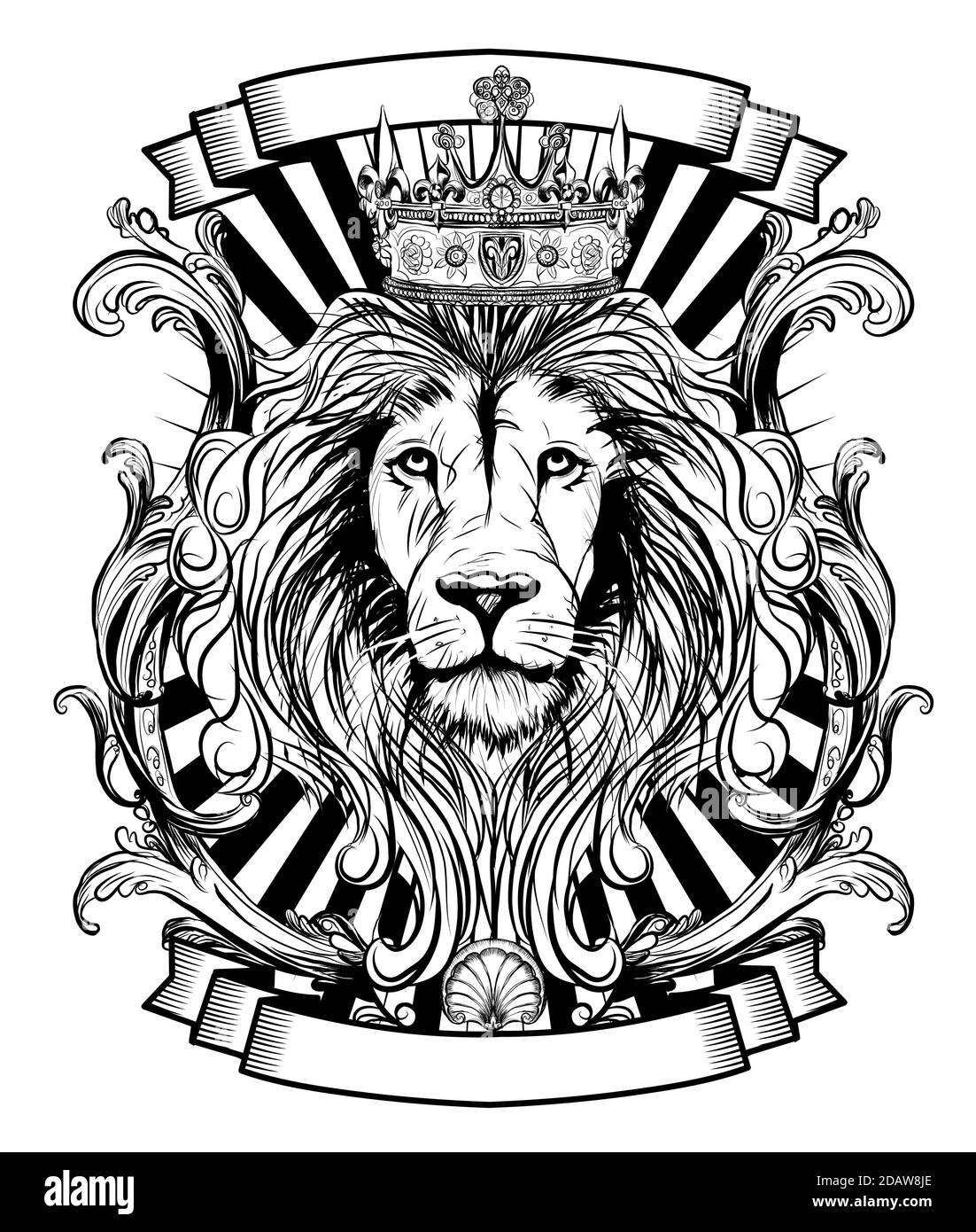 Blason de la tête du lion avec couronne - illustration vectorielle Illustration de Vecteur