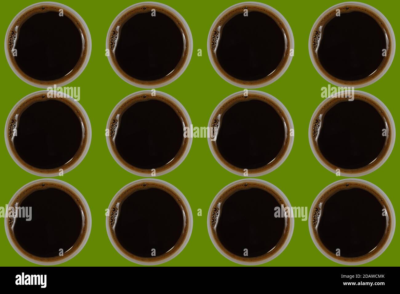 motif avec tasses de café espresso noir sur vert Banque D'Images