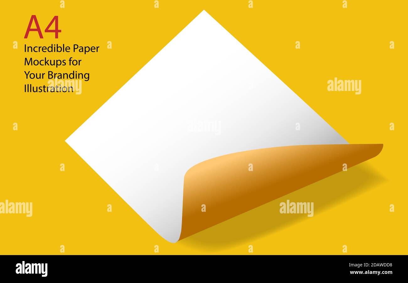 Maquettes papier A4 incroyables pour votre marque. Illustration vectorielle isolée sur fond jaune. Illustration de Vecteur Maquettes papier A4 incroyables pour votre marque. Illustration vectorielle isolée sur fond jaune. Illustration de Vecteur