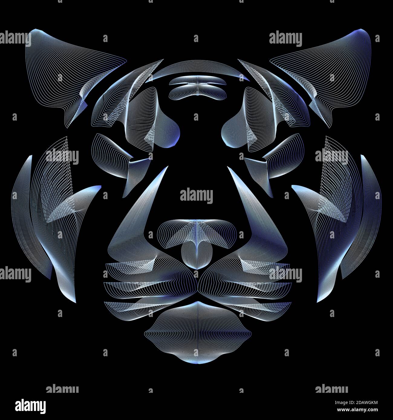 Tigre, tête de tigre, art linéaire, lignes argentées, illustration vectorielle, eps 10 Illustration de Vecteur