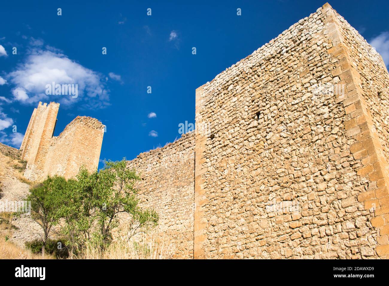 Détail du mur médiéval du Xe au 15ème siècle à Albarracin, Teruel Banque D'Images