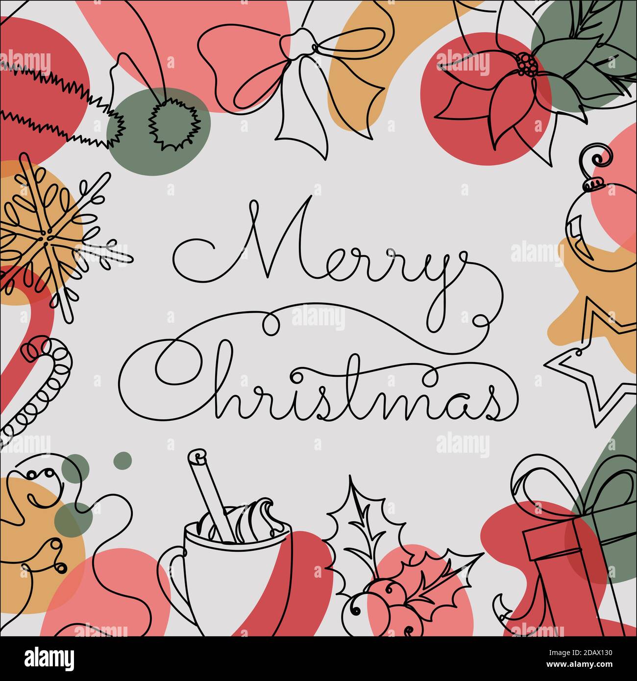 Arrière-plan avec détails de noël dans un style linéaire. Illustration de Vecteur