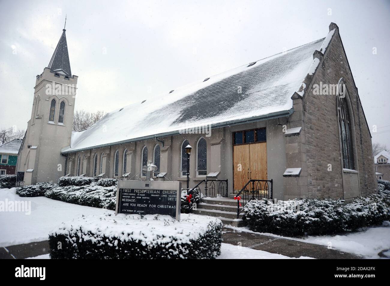 Première église presbytérienne, rue Elm. Banque D'Images