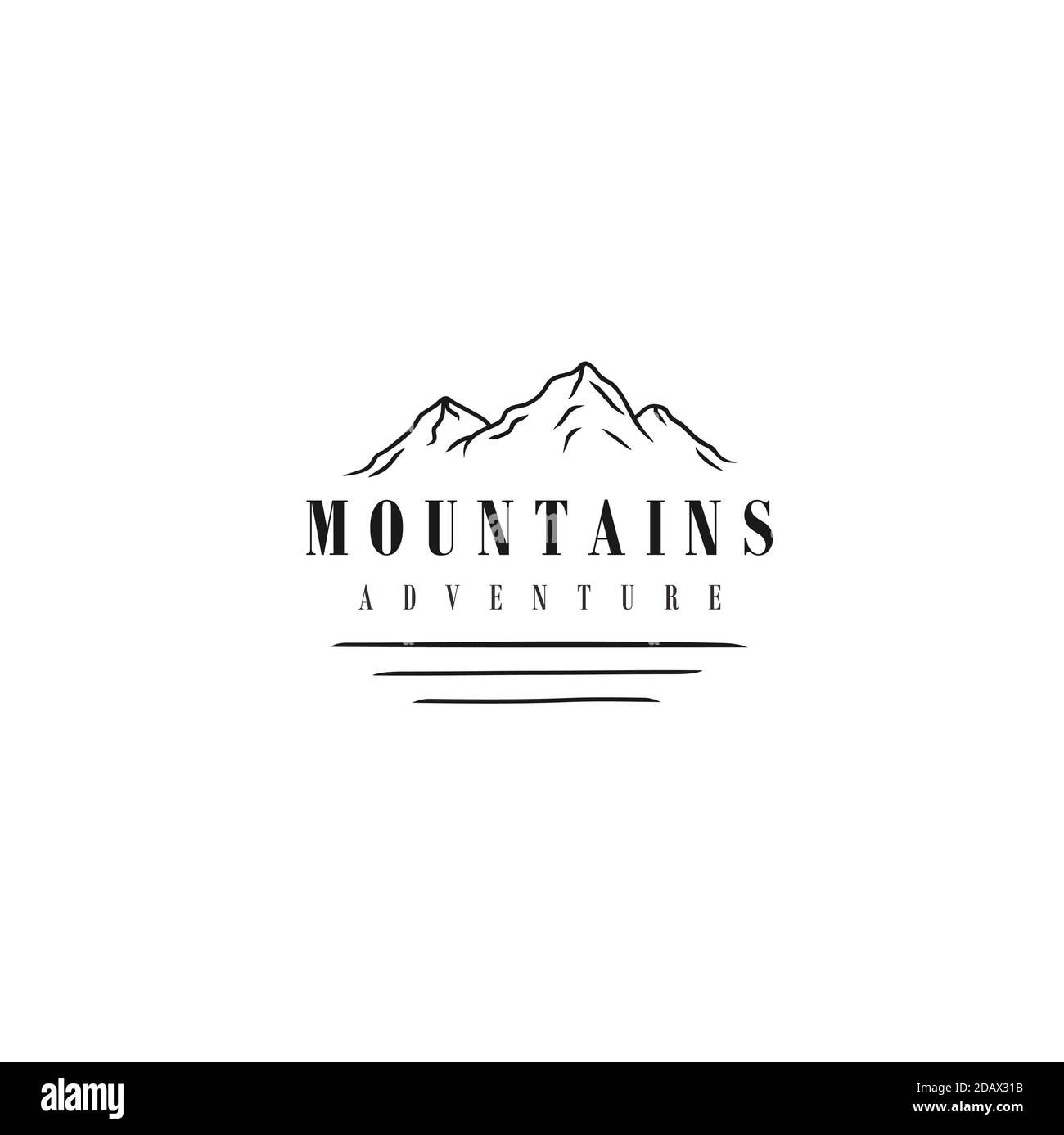 Design minimaliste de colline de paysage / de montagne logo avec un lac Illustration de Vecteur