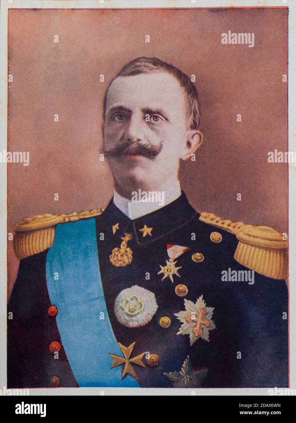 Photo rétro en couleur de Victor-Emmanuel III roi d'Italie. Victor Emmanuel III (Vittorio Emanuele III, 1869 – 1947) fut le roi d'Italie de 1900 unti Banque D'Images