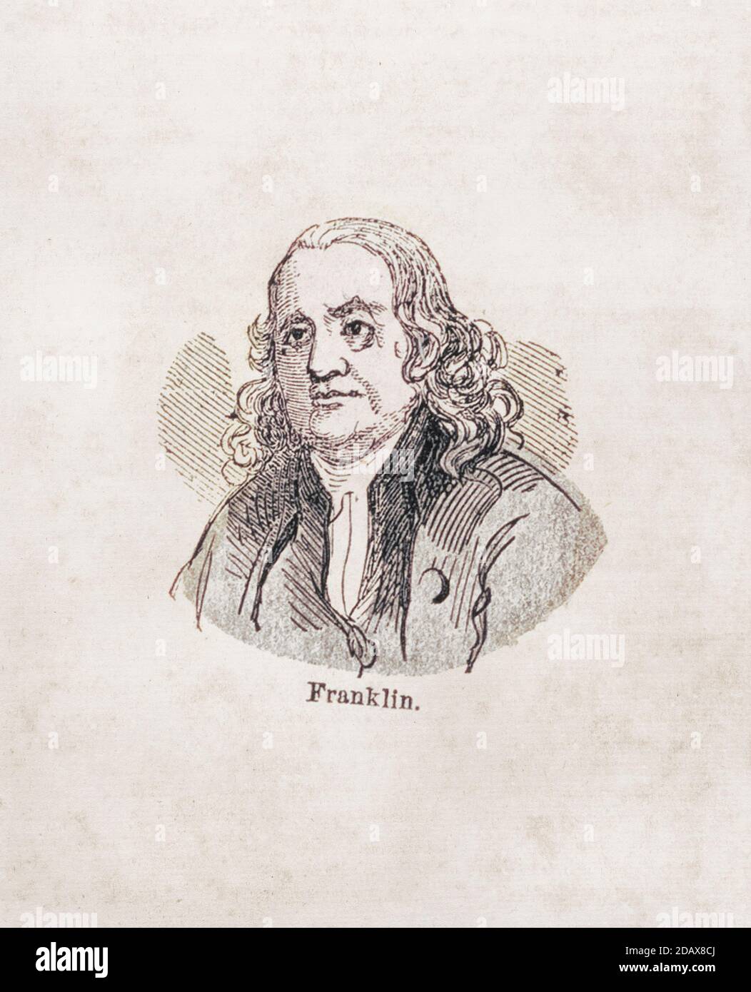 Gravure de Benjamin Franklin. Le XIXe siècle Benjamin Franklin (1706 – 1790) était un polymath américain et l'un des Pères fondateurs de l'United St Banque D'Images