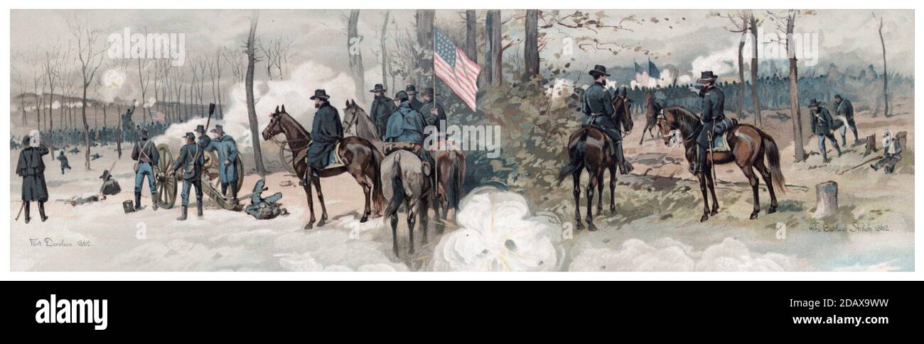 Deux photos de l'époque de la guerre de Sécession. Fort Donelson (la bataille de fort Donelson a été menée du 11 au 16 février 1862, au Western Theatre of Banque D'Images