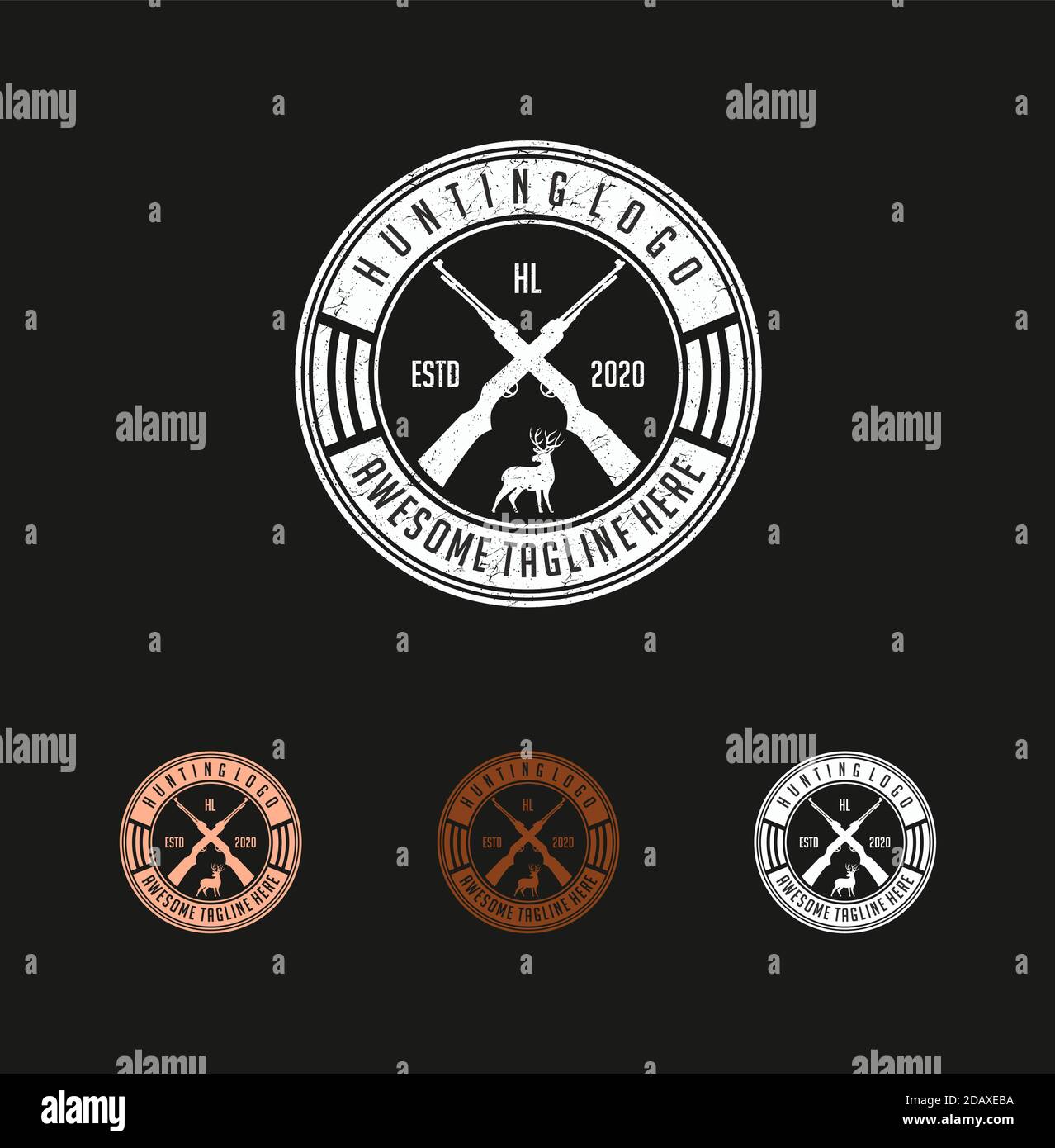 Emblème rustique vintage pour la chasse, l'aventure ou le logo du club des chasseurs conception Illustration de Vecteur