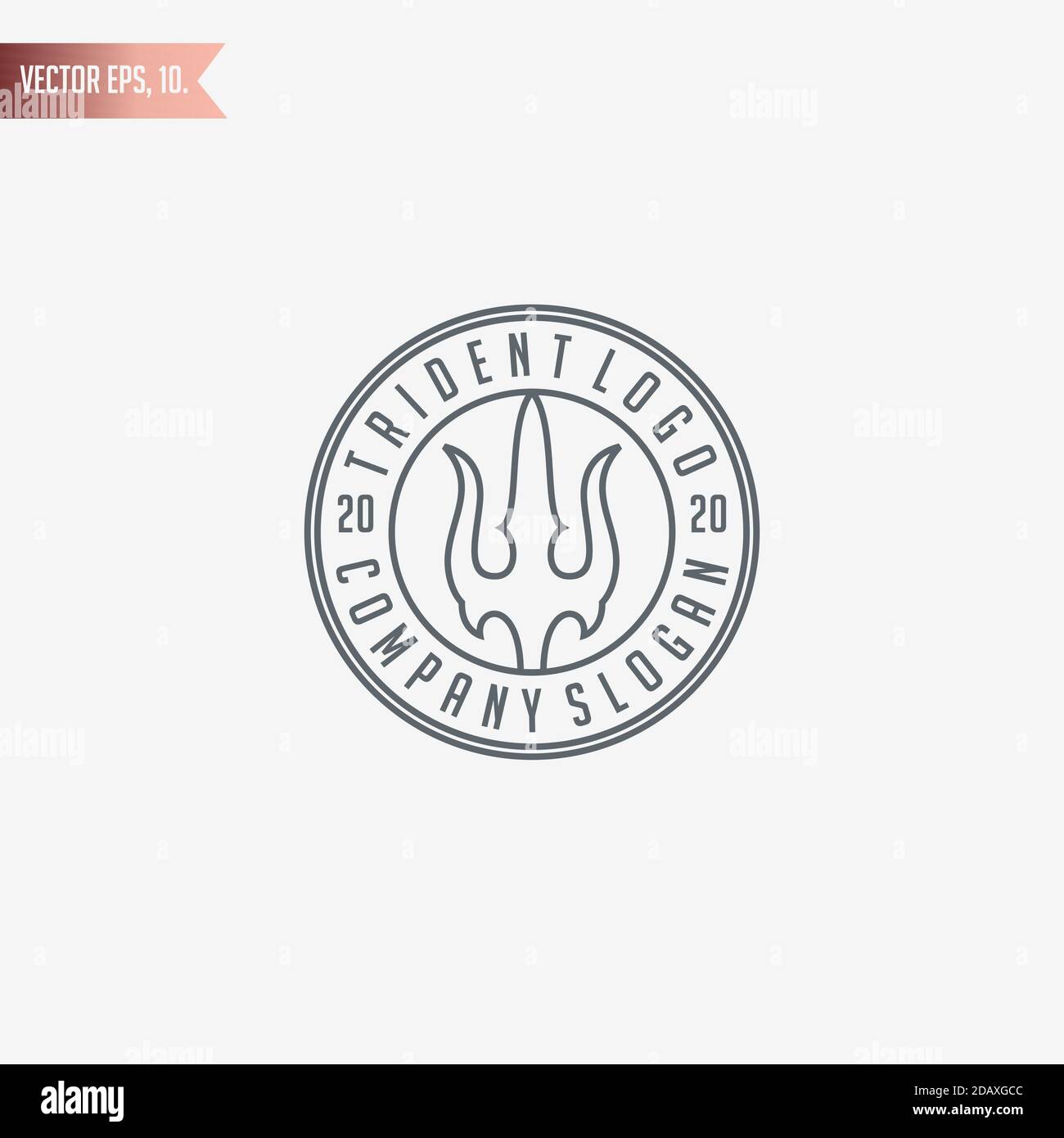 logo trident estampille de badge art de la ligne Illustration de Vecteur