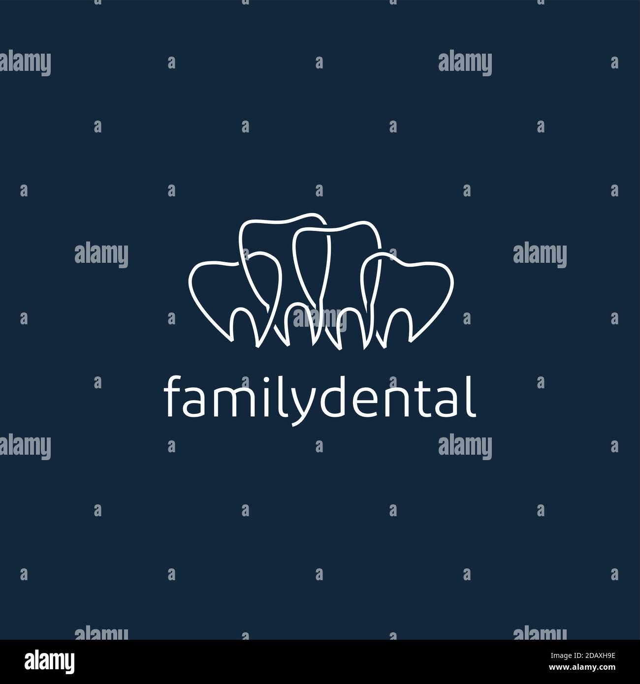 Simple Line art logo famille dentaire clinique dentaire logo dentiste Illustration de Vecteur