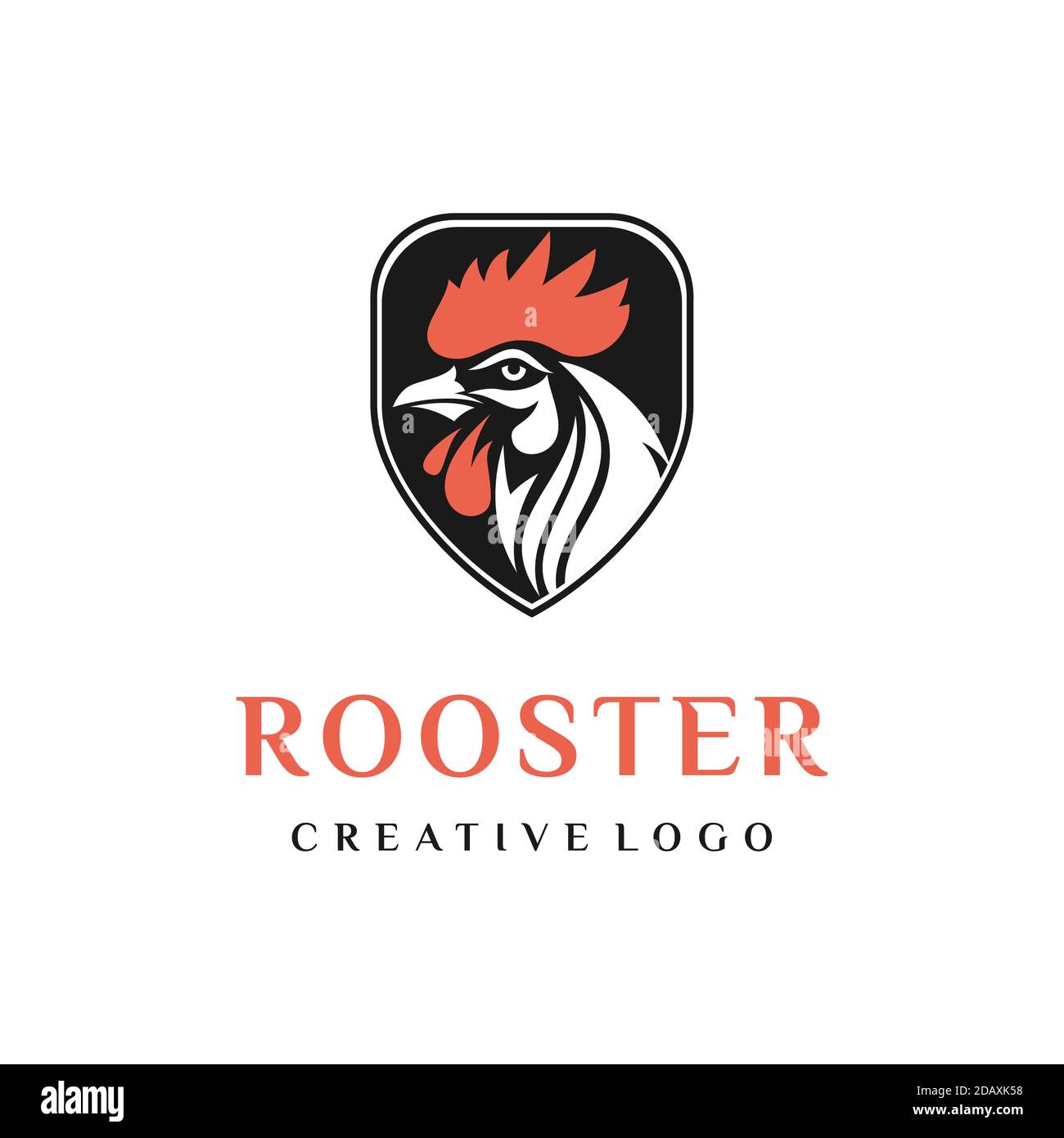 Security Shield avec logo Rooster Head Illustration de Vecteur