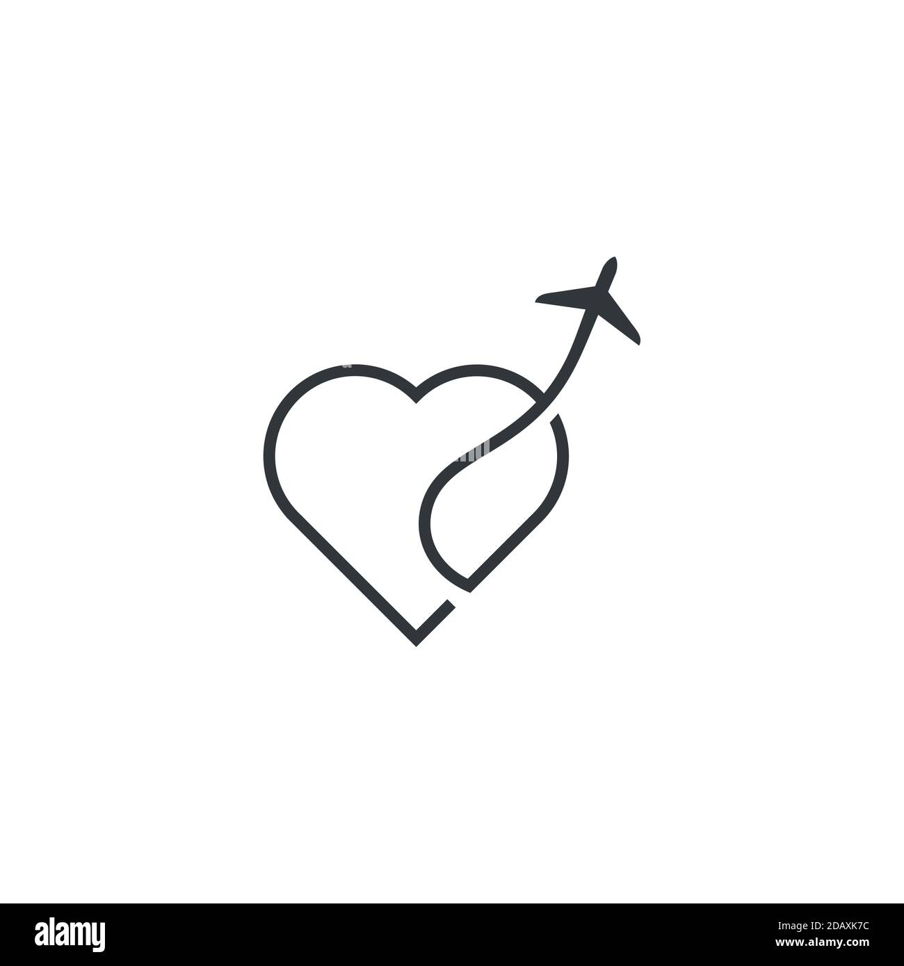 avion avec logo en forme de coeur pour le transport ou le voyage Illustration de Vecteur