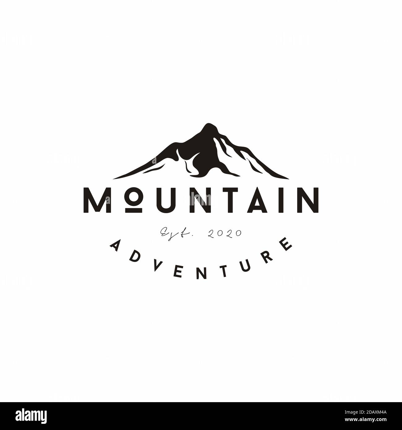 Design minimaliste du logo Landscape Hills / Mountain Peaks River Creek Illustration de Vecteur