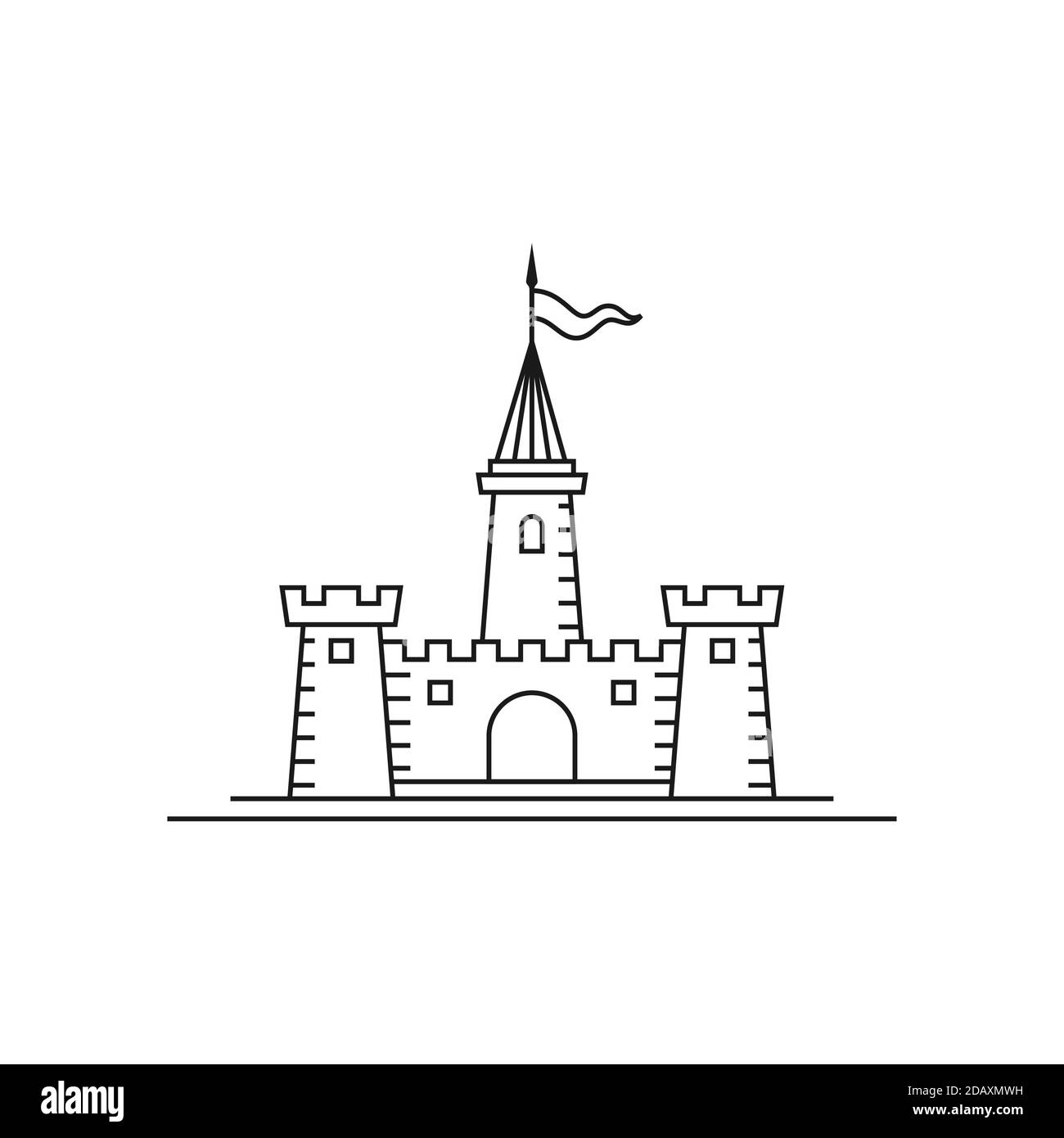 Design minimaliste du logo du château Illustration de Vecteur