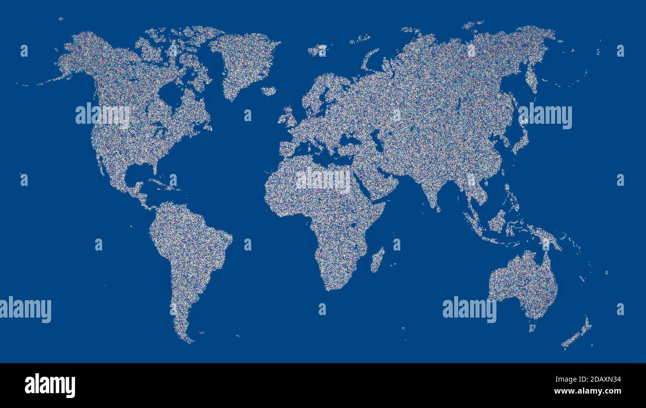 Carte du monde, particules. Carte abstraite du monde faite de petits points. rendu 3d Banque D'Images