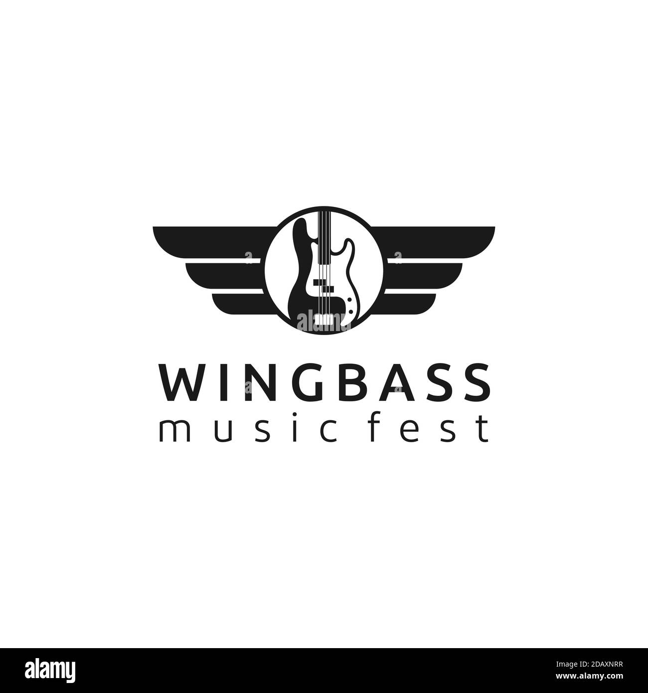 Aile avec Bass pour groupe de musique ou logo de festival de musique inspiration de conception Illustration de Vecteur
