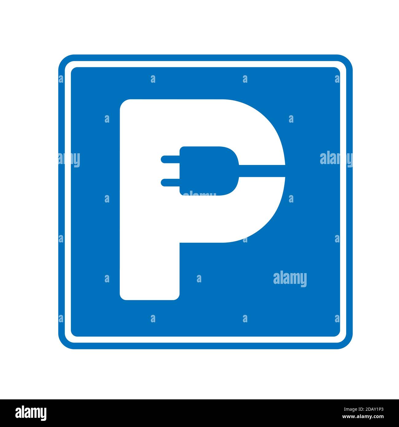 Station de charge de voiture électrique. Illustration vectorielle. Panneau de stationnement et de charge électrique Illustration de Vecteur