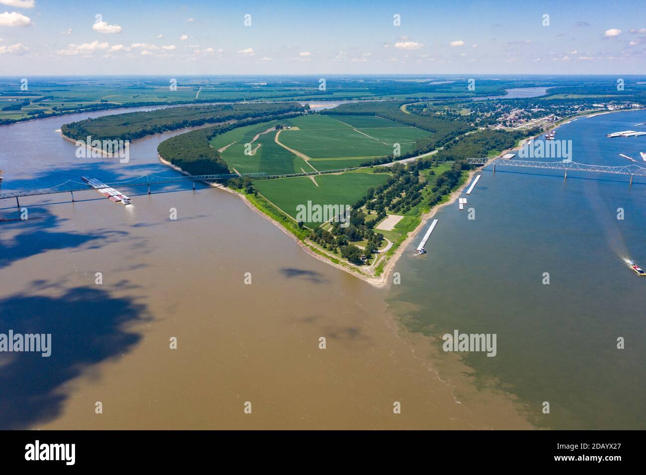 Mississippi-Ohio River Confluence, le Caire, Illinois, États-Unis Banque D'Images