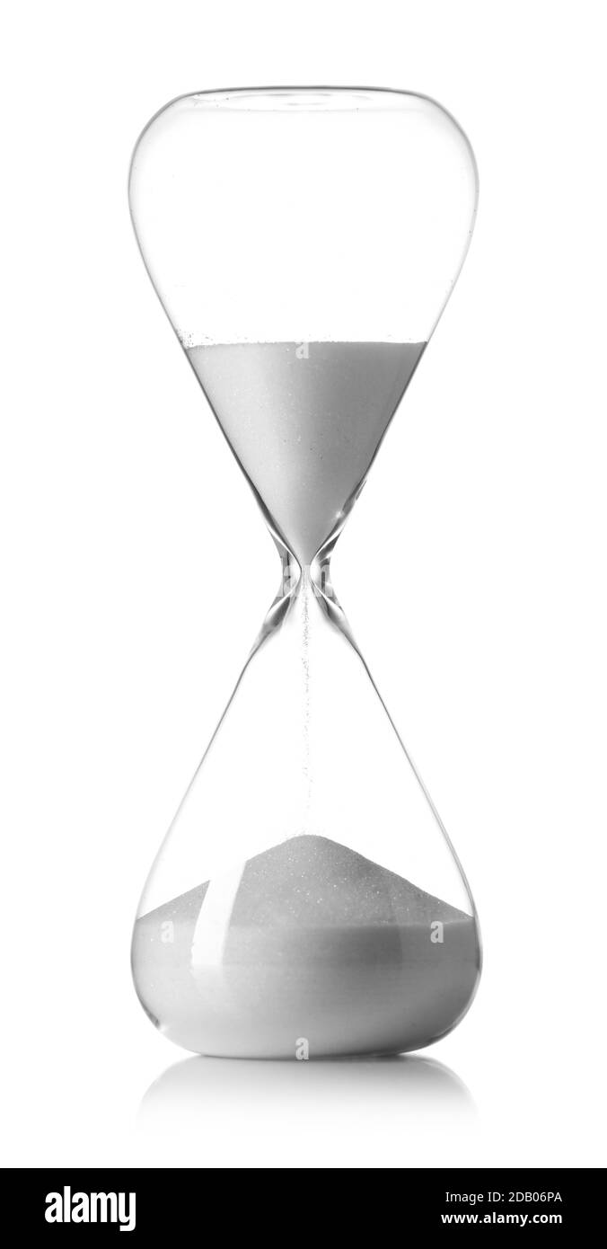Hourglass sur fond blanc. Concept de gestion du temps Banque D'Images