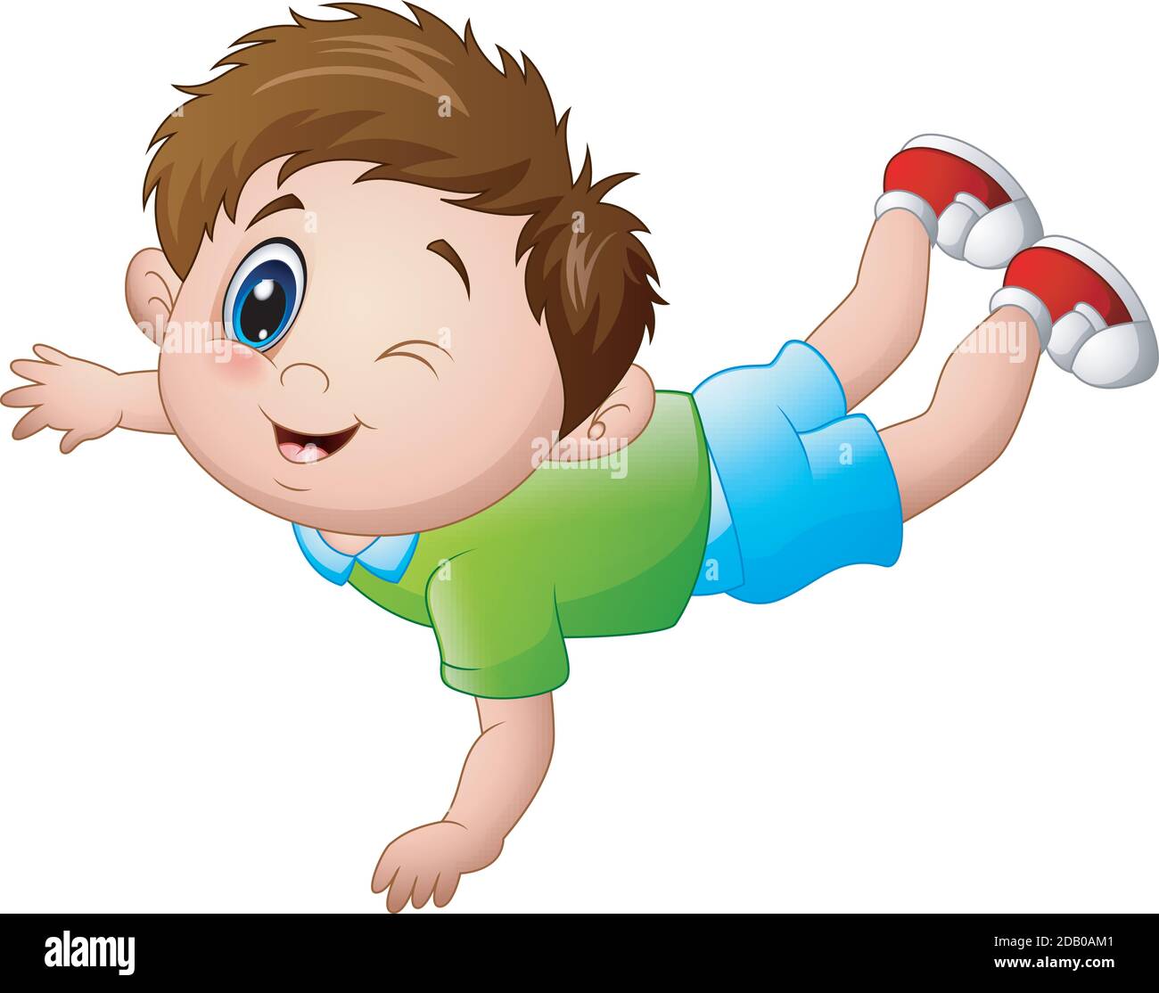 Illustration Vectorielle De Dessin Anime Mignon Petit Garcon En Decubitus Ventral Image Vectorielle Stock Alamy