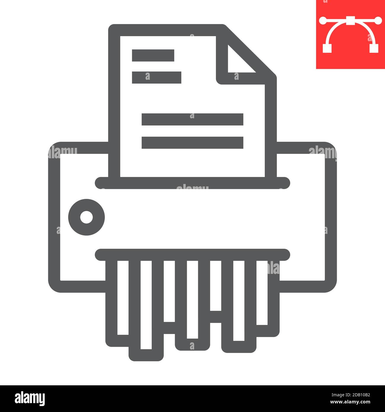 Icône de ligne de déchiqueteuse de papier, sécurité et paperasserie, graphiques vectoriels de signe de déchiqueteuse de document, icône linéaire de trait modifiable, eps 10. Illustration de Vecteur
