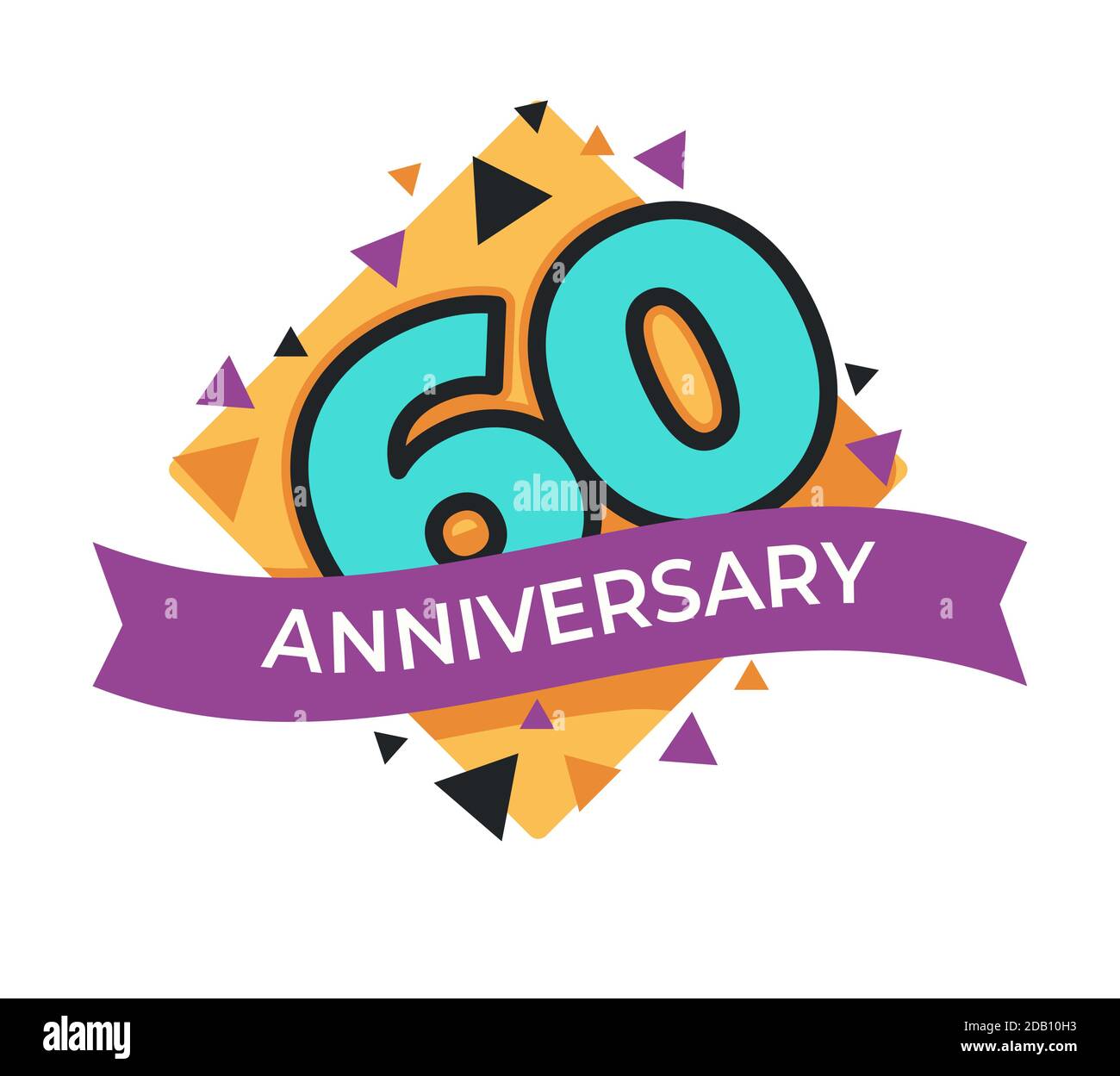 anniversaire 60 ou anniversaire isolé célébration de fête d'icône Illustration de Vecteur