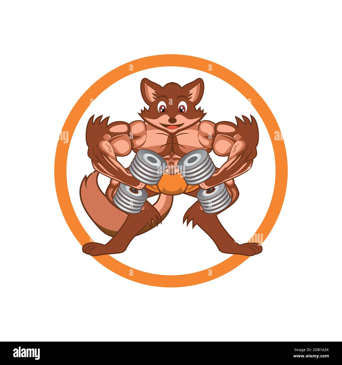 Dessin animé renard personnage fitness corps bâtiment illustration vecteur eps format , adapté à vos besoins de conception, logo, illustration, animation, etc Illustration de Vecteur